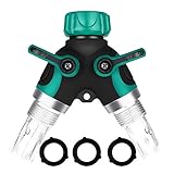 IDESION Garden Hose Splitter 2 Way Y Hose Connector Adapter with 3 Rubber Hose Washers for Garden Laundry Basement (Green)