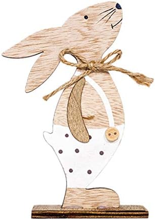 Iusun Easter Decorations Wooden Rabbit Shapes Home Table Top Decor Pendant Wedding Festival Holiday Christmas Halloween Party Valentine's Day New Year Ornaments Craft Gifts
