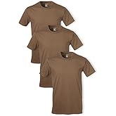 Soffe Mens 3 Pack 4.3 Oz Cotton Military Tee, Coyote Brown, Medium