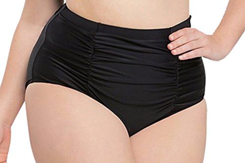 Solid Black/Polka Dots Wrap Vintage High Waisted Bikini Bottom-BX802-BK4