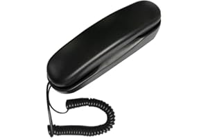TelPal Trimline Corded Phone Black Slim Landline Corded Phone for Seniors Desk/Wall Mountable Telephone Home