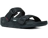 FitFlop Men's Gogh Moc Slide Adjustable Nubuck Slide Sandal, Black, 10 M US
