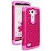 LG G3 Case, LG G3 Bling Case - Style4U LG G3 Studded Rhinestone Crystal Bling Hybrid Armor Case Cover for LG G3 with 1 HD Screen Protector and 1 Stylus [Hot Pink / Hot Pink]