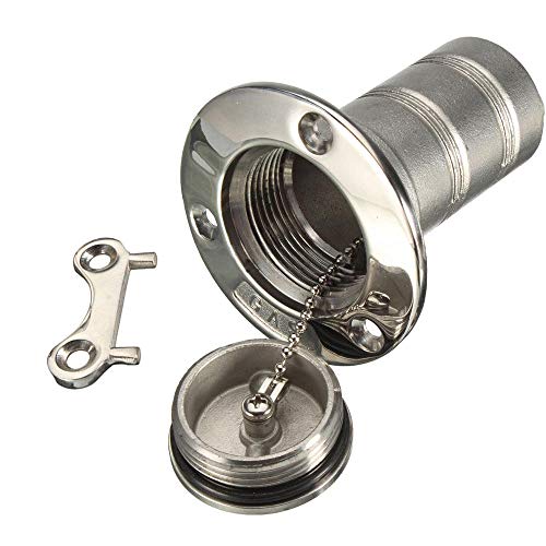 Highmoor Marine Boat Deck Fuel Boat Deck Fill/Filler with Key Cap 1.5", 316 Stainless Steel Gas Fuel Tank Boat, Yacht, Caravan, Campervan