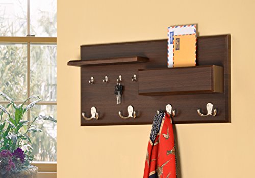 Cappuccino Finish Entryway Organizer with Coat Rack, Oman Ubuy