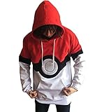 Hmamliel Men's Pokemon elves ball loose hooded casual printing fleece