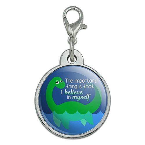 Loch Ness Monster The Important Thing is That I Believe in Myself Chrome Plated Metal Pet Dog Cat ID Tag - Small