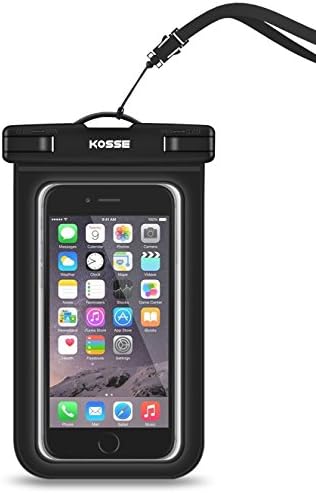 Universal Waterproof Case, Kosse Snowproof Sandproof CellPhone Dry Bag Pouch for Apple iPhone 7 6S 6 Plus, SE 5S, Samsung Galaxy, Google Pixel, HTC LG Sony Nokia Motorola up to 6.0" diagonal -Black