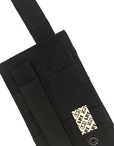 LefRight Camo Tactical Molle Vertical Waist Belt Large Pouch Bag Holster Cover Pull Tab Compatible with Samsung Galaxy S9 iPhone XR 7 Plus (Black)