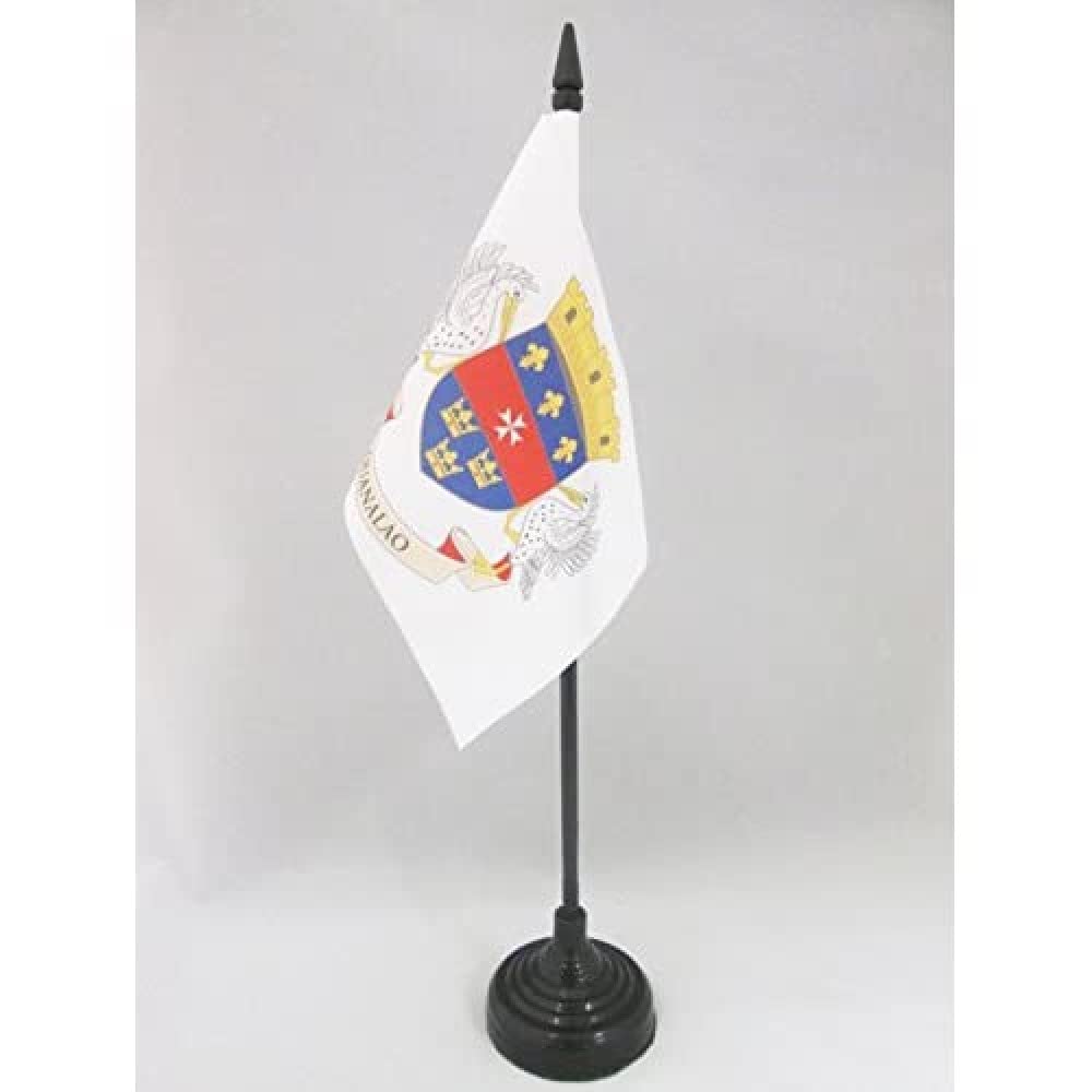 AZ FLAG - French Department of Saint Barthélémy Table Flag 4'' x 6'' - Department of France Office Mini Banner 100% Polyester 15 x 10 cm - Mini Desk Flag with 10'' Pole and Black Plastic Base