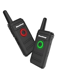 Woosheep Ultra Slim Long Range - Radios de dos vías con auricular (2 unidades, ultra fina, UHF 400-470 Mhz, batería de iones de litio recargable Walkie Talkies y cargador incluido)