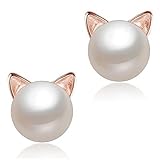 WRISTCHIE Cat Ear Stud Earrings Freshwater Cultured