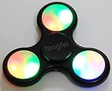 LED Light Fidget Spinner with Switch Plastic EDC Hand Spinner For Autism and ADHD Relief Focus Anxiety Stress Toys Gift (Black)