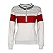 Sunward(TM) Women Sexy Long Sleeve Spell Color Stripes Zipper Tops Shirt (Medium, Beige)