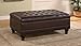 Home Life Storage Ottoman with Tufted Accents in Dark Brown Leather Like 501041
