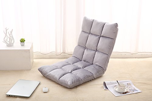 Focux Home Adjustable Folding Lazy Sofa Relax Floor Chair & Gaming Chair Floor Cushion Multiangle Couch Beds for Midday Rest/Watching TV/ Gaming/Nap (Grey) - Thumbnail 3
