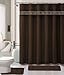 AHF/WPM 15 Piece Memory Foam Bath Rug Set Bathroom Rugs with Fabric Shower Curtain and Decorative Rings (Coffee)