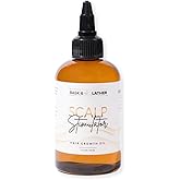 Bask & Lather Scalp Stimulator Hair Growth Oil, Cold Pressed Mint and Rosemary Blend with Grapeseed for Hair Growth, Organic Natural Leave in, All Hair Types, 4 Fl Oz