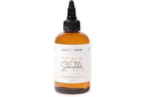 Bask & Lather Scalp Stimulator Hair Growth Oil, Cold Pressed Mint and Rosemary Blend with Grapeseed for Hair Growth, Organic Natural Leave in, All Hair Types, 4 Fl Oz