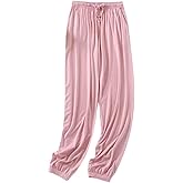 Women's Long Sleep Pants Summer Modal Lightweight Lounge Pants Casual Home Wear Bottoms Pajama Pants With Pocket