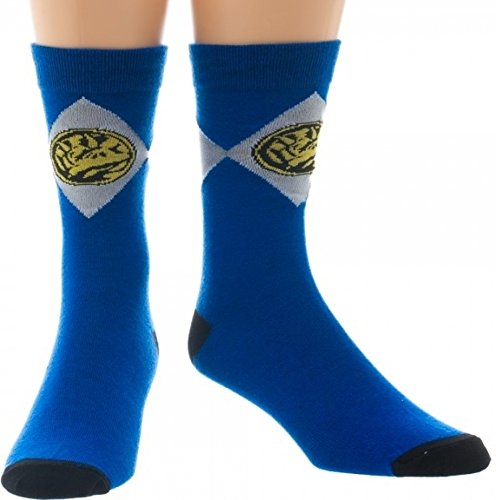 Blue Mighty Morphin Power Rangers Crew Socks