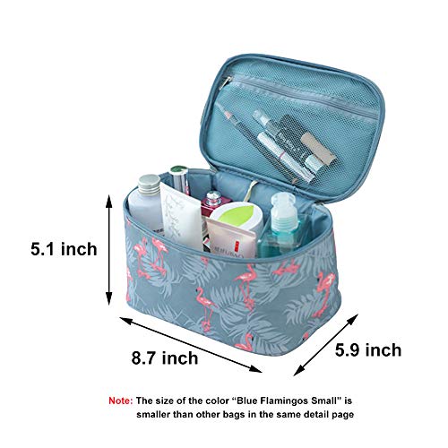 HOYOFO Flamingo Makeup Bag Travel Cosmetic Bags With Mesh Pocket Waterproof Portable Big Toiletry Storage Bags for Women, Blue Flamingos Small 4 HOYOFO Flamingo Makeup Bag Travel Cosmetic Bags With Mesh Pocket Waterproof Portable Big Toiletry Storage Bags for Women, Blue Flamingos Small