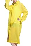 T-wilker Unisex Portable Raincoat Drawstring Rain Poncho with Hoods Reusable for Hiking Camping Outdoor Sports (Yellow)