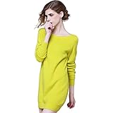 Zhili Warm and Soft 100% Cashmere Bodycon Sweater Dress_Yellow_m