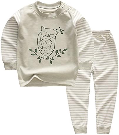 YANWANG 100% Organic Cotton Baby Boys Girls Pajamas Set Long Sleeve Sleepwear(3M-5T)