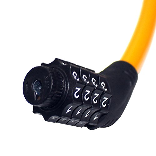 Sanwo Security Bike Lock 4 Digit Resettable Combination Cable Lock for Bicycle , 2 Feet x 1/2 Inch (Orange)