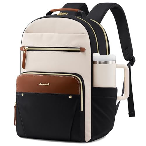 LOVEVOOK Rucksack Damen, Wasserdicht 15,6 Zoll Laptop Rucksäcke Arbeitsrucksack Schulrucksack Teenager für Große Trinkflasche, Elegant Tagesrucksack S