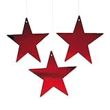 Fun Express - 12" Red Cardboard Star Decoration (12pc) for Party - Party Decor - Wall Decor - Cutouts - Party - 12 Pieces