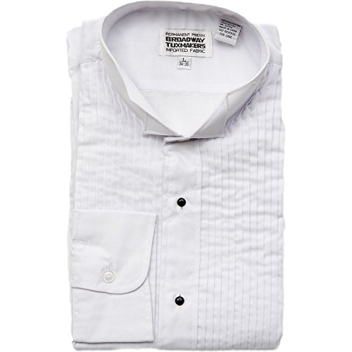 Broadway Tuxmakers Men's Wing Tip White Tuxedo Shirt 1/4 Inch Pleats
