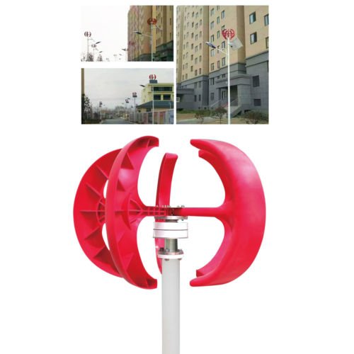 ONEPACK 300W Red Lantern Shape 5 Blades Wind Turbine Kit with Controller for Home Power Supplementation (12V)