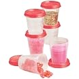 Tupperware Tupper Minis Classic Sheer Midgets Set in Natural with Flamingo Pink Seal