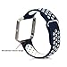 Fitbit Blaze Bands with Frame Small, iHYQ Sport Silicone Soft Band with Ventilation Holes and Silver Stainless Steel Frame for Fitbit Blaze Smart Fitness Watch (Navy/White S/M + Sliver Frame)