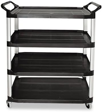 RCP4096BLA Open Sided Utility Cart, 4-Shelf, 40-5/8w x 20d x 51h, Black