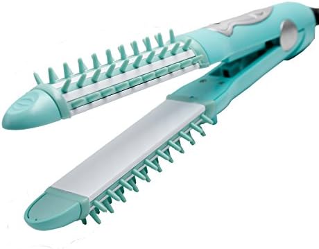 Kissbeauty Mini Creamic Coating Plate 2 In 1 Hair Curler & Hair Straightening Irons with Brush (Green)