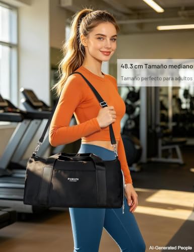 Sports Bag Men and Women for Adults, with Shoe Rack and Wet Pocket – Waterproof Duffle Bag for Fitness, Swimming and Travel (Black, 49 x 20 x 25 cm/25L)