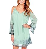 WorkTd Women's Cutout Cold Shoulder Tye Dye Chiffon Beach Sundress