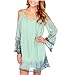 WorkTd Women's Cutout Cold Shoulder Tye Dye Chiffon Beach Sundress