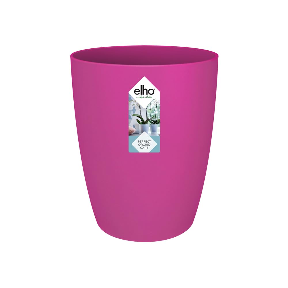 elho Brussels Orchid High 12.5 - Flower Pot for Indoor - 100% Recycled Plastic - Ø 12.5 x H 15.5 cm - Pink/Cherry Red