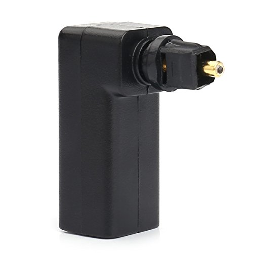 MOBOREST Right Angle Digital Optical Toslink Adaptor, 360 Degree Rotatable Digital Optical Audio Cable Adapter Converter (1Pack)