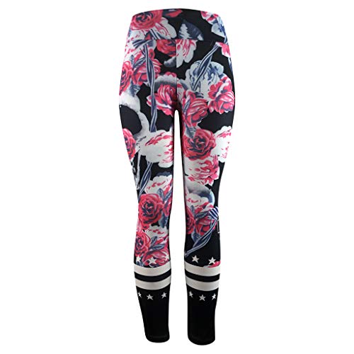 charmsamx Halloween Yoga Pants, Womens Compression Yoga Capri Leggings Skull Rose Flower Printed High Waist Workout Yoga Running Pants Butt Lift Textured Skinny Slim Sports Tights - Thumbnail 3