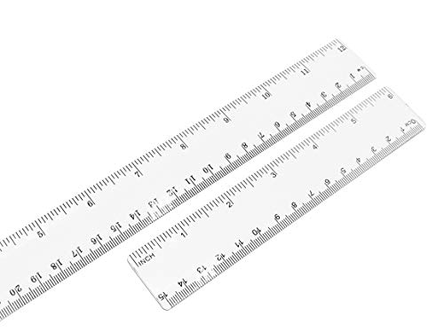 Clear Plastic Rulers 2 Pack 12- Inch 6- Inch Straight Ruler Measuring Tool for Classroom, Home, Office, Architecture, Sewing | 2 Scale cm & INCH - Thumbnail 3