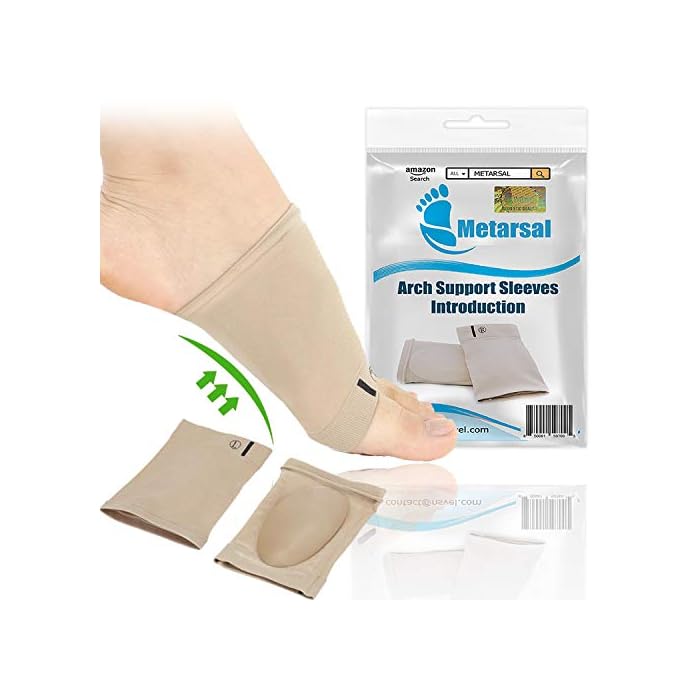 Metarsal Compression Arch Support Sleeves Sock with Comfort Gel Pad Cushions for Women & Men - Arch Brace for Flat Feet…