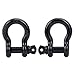 8MILELAKE 3/4 inches (2 Pack) Black D-Ring Shackle, 4 3/4 tons WLL (9,500 Lbs), Heavy Duty Galvanized D Ring for Jeep Vehicle Recovery