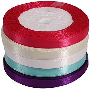 TSJ Solid Color Satin Ribbon Width 10MM(0.39") 5 Colors x 25yd Each Total 125 Yds Per Package , for Hair Bows, Hairbow Clips, Headbands and Gift Wrapping, Group B