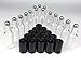 Pack of 15 - 5 ml (1/6 oz) Plain Clear Glass Container Tubes with Stainless Steel Roller Balls and Black Lids