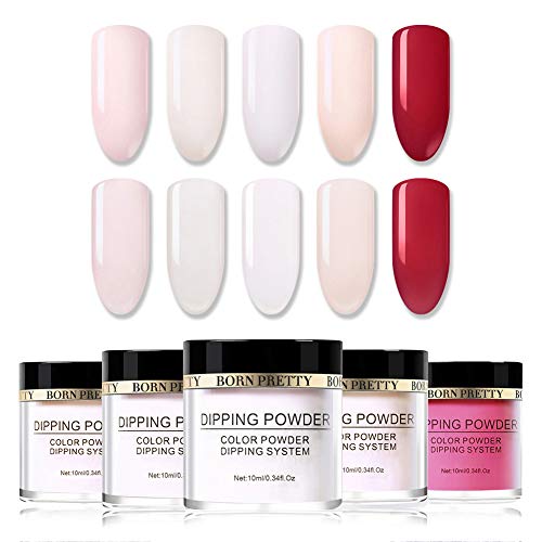 BORN PRETTY Dipping Dip Powder Acrylic Nail Art for Dipping Nail Starter kit French Nail Without Lamp Cure Manicure 5 Colors Set 2